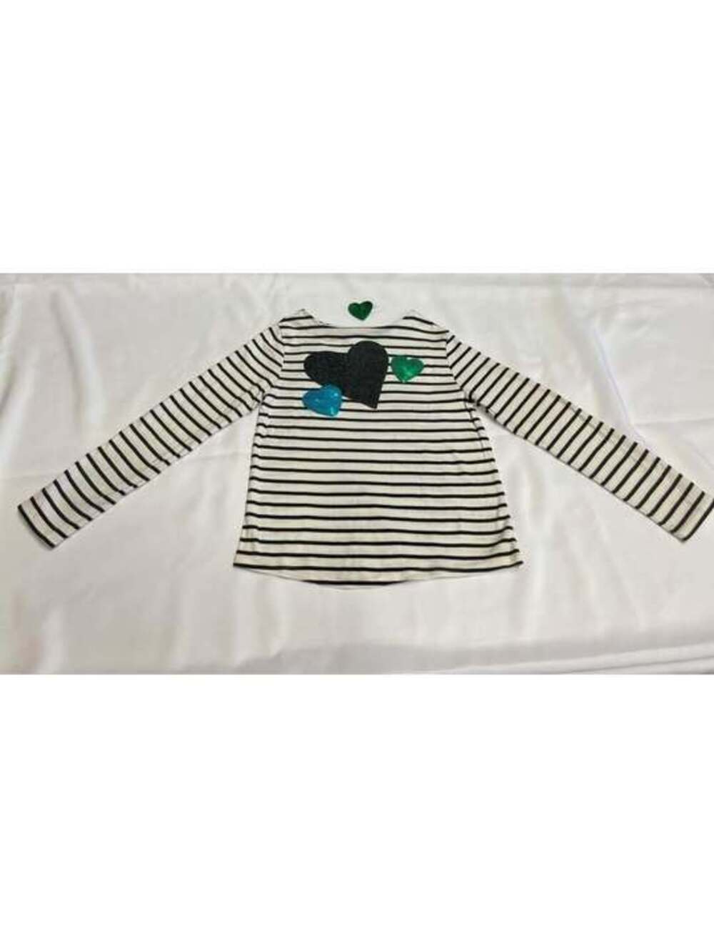 Gymboree Girls Size 9 Striped Sequin Heart Shirt & Hair Clip
